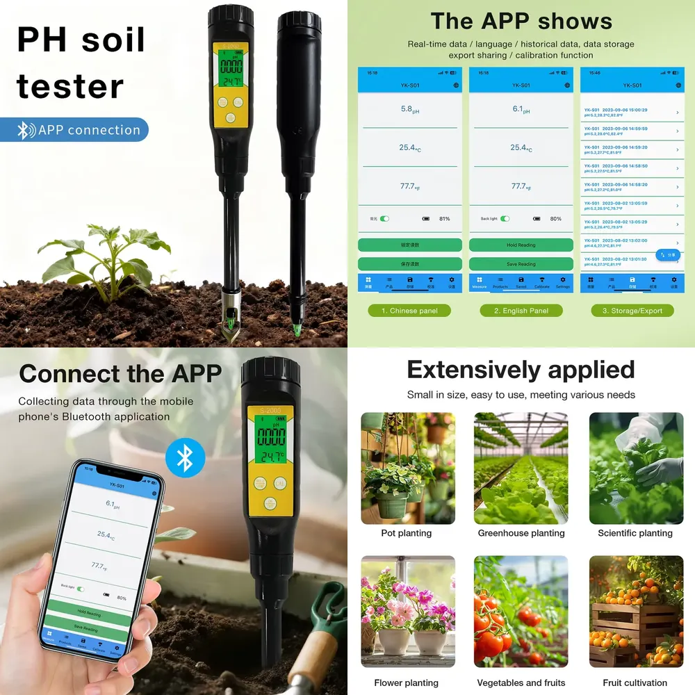 Smart Garden Usa - เครื่องวัดค่า pH ดินอัจฉริยะ WAP01 สำหรับวัดความแม่นยำสูง ค่าความร้อนและความเป็นกรด