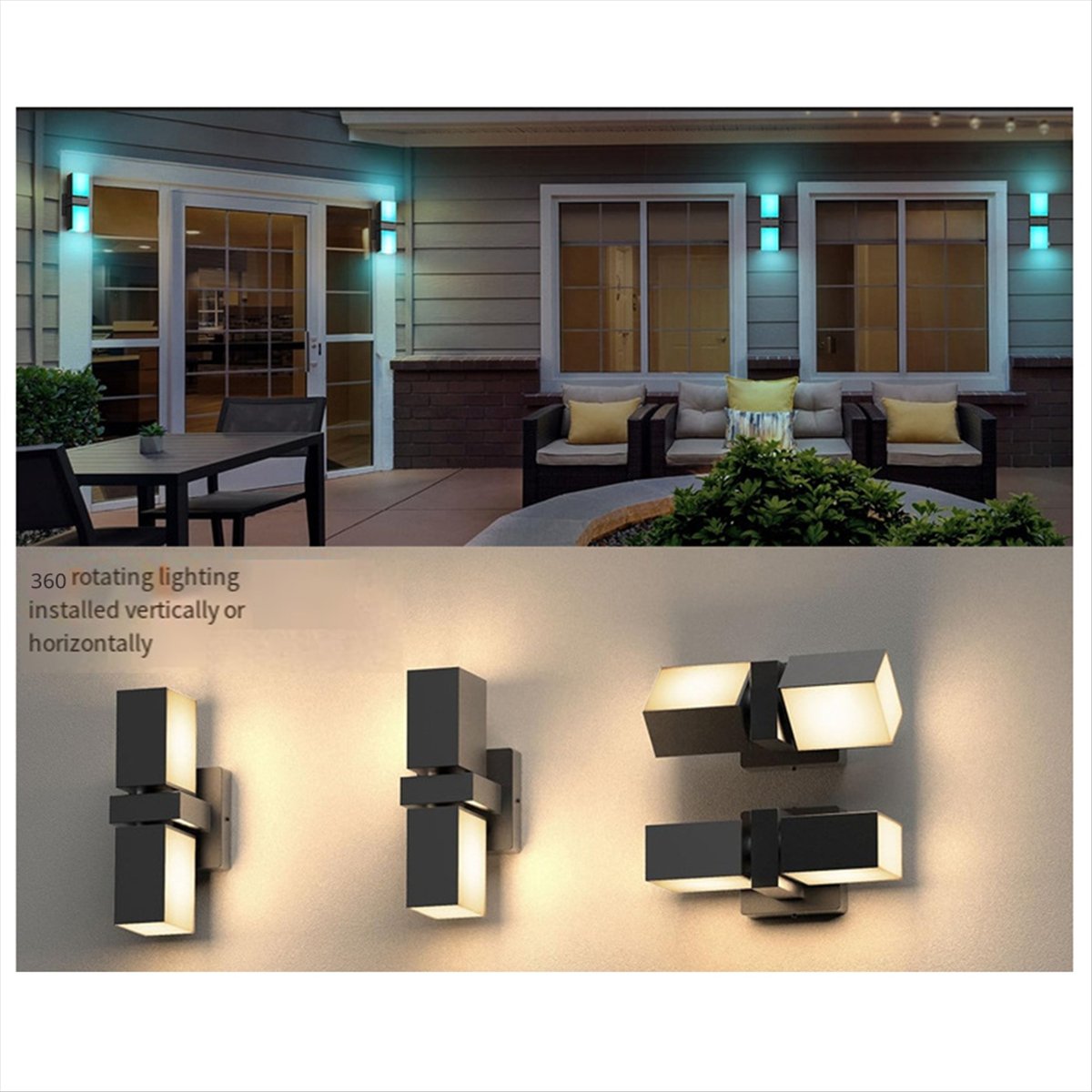 Smart Garden Fence - โคมไฟติดผนัง LED รุ่น AA19 แบบสองหัว สำหรับระเบียง