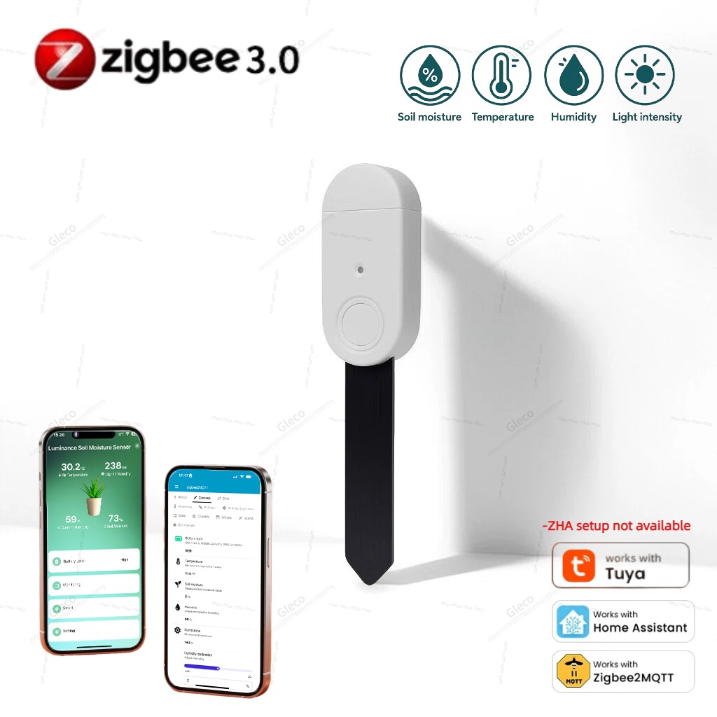 Smart Zigbee Garden Light - เซ็นเซอร์วัดความชื้นในดิน วัดอุณหภูมิ วัดความชื้นในอากาศ พร้อมตรวจจับแสง สำหรับการรดน้ำสวน รองรับ