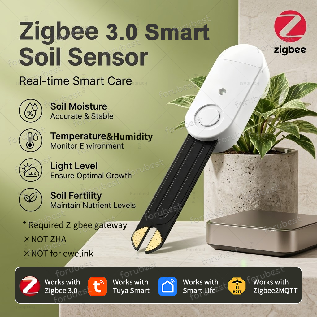 Smart Zigbee Garden Light - เซ็นเซอร์วัดความชื้นในดินแบบสมาร์ท ZigBee วัดอุณหภูมิ ความชื้น แสง วัดความอุดมสมบูรณ์