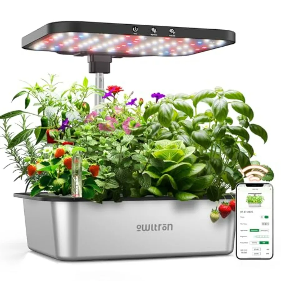 Smart Garden Construct - ชุดปลูกสมุนไพรในร่ม 15 ช่อง พร้อมโครงสร้างสแตนเลส ตกแต่งสีขาว ควบคุมผ่านแอปพลิเคชัน