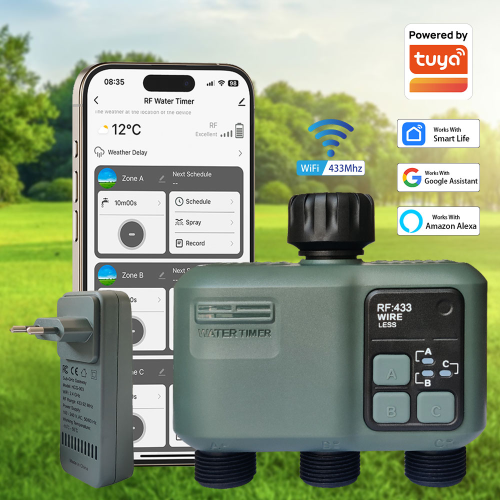 Smart Garden Kit - ตัวควบคุมการรดน้ำอัตโนมัติแบบตั้งโปรแกรมได้ Tuya Wifi+RF433 พร้อมช่องต่อ 3 ช่อง