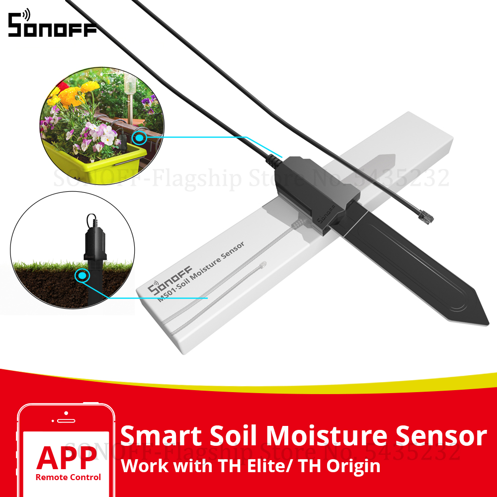 Smart Garden Test - SONOFF MS01ความชื้นดินเซนเซอร์สมาร์ทเครื่องตรวจจับความชื้นเครื่องวัดความชื้นสัมพัทธ์พืชสวน DIY เครื่องมือทดสอบทำงานสำหรับ THElite/ต้นกำเนิด