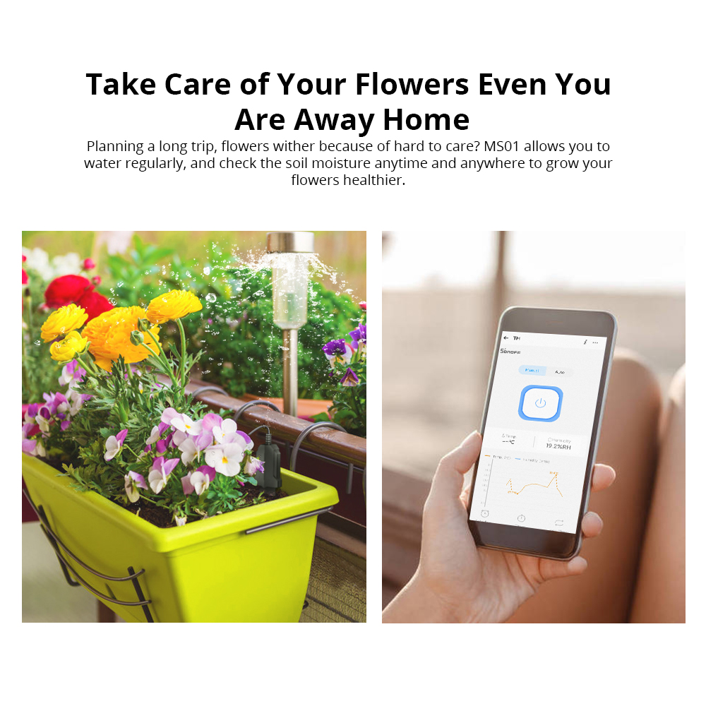 SONOFF MS01ความชื้นดินเซนเซอร์ - Smart Garden Test บทวิจารณ์และราคา